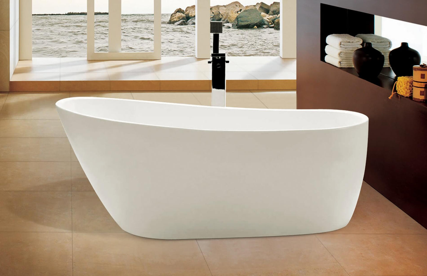 Enjoy a Deep Quiet Soak, Oval Soaking Bathtub by Alfi