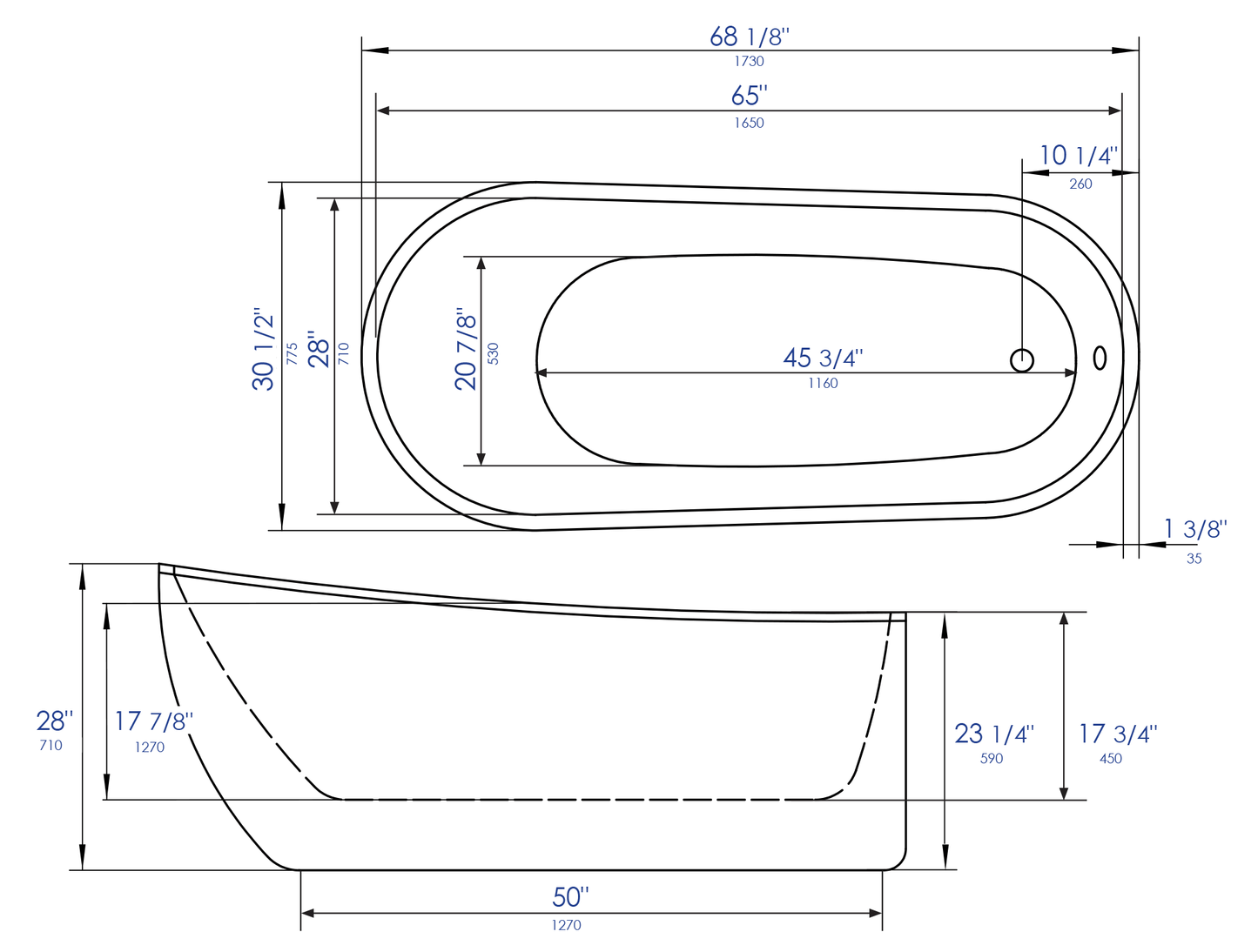 Enjoy a Deep Quiet Soak, Oval Soaking Bathtub by Alfi