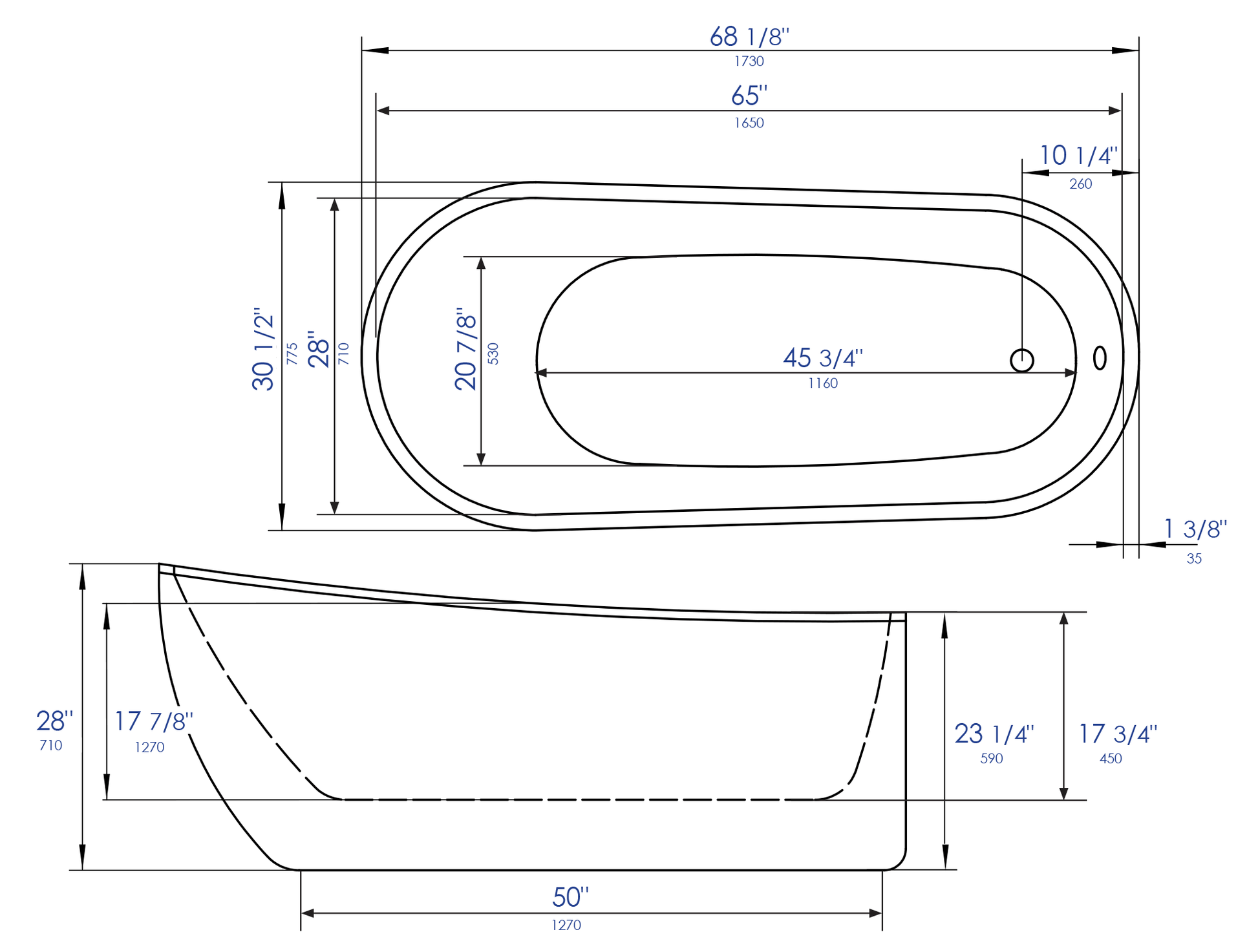 Enjoy a Deep Quiet Soak, Oval Soaking Bathtub by Alfi