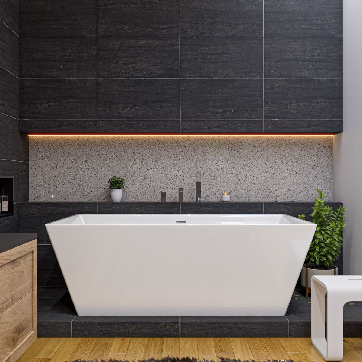 Rectangular Free Standing Soaking Bathtub by Alfi
