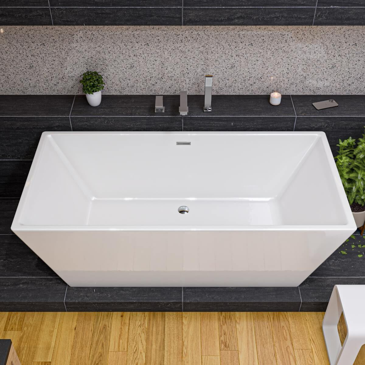 Rectangular Free Standing Soaking Bathtub by Alfi