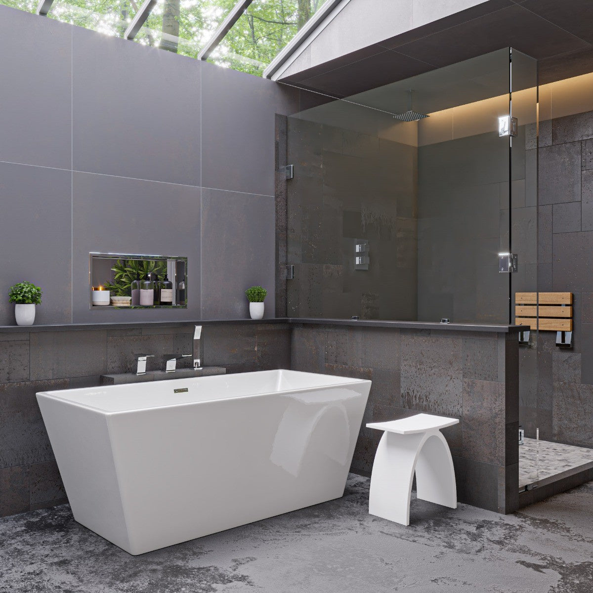 Popular Choice Rectangular Free Standing Soaking Bathtub by Alfi