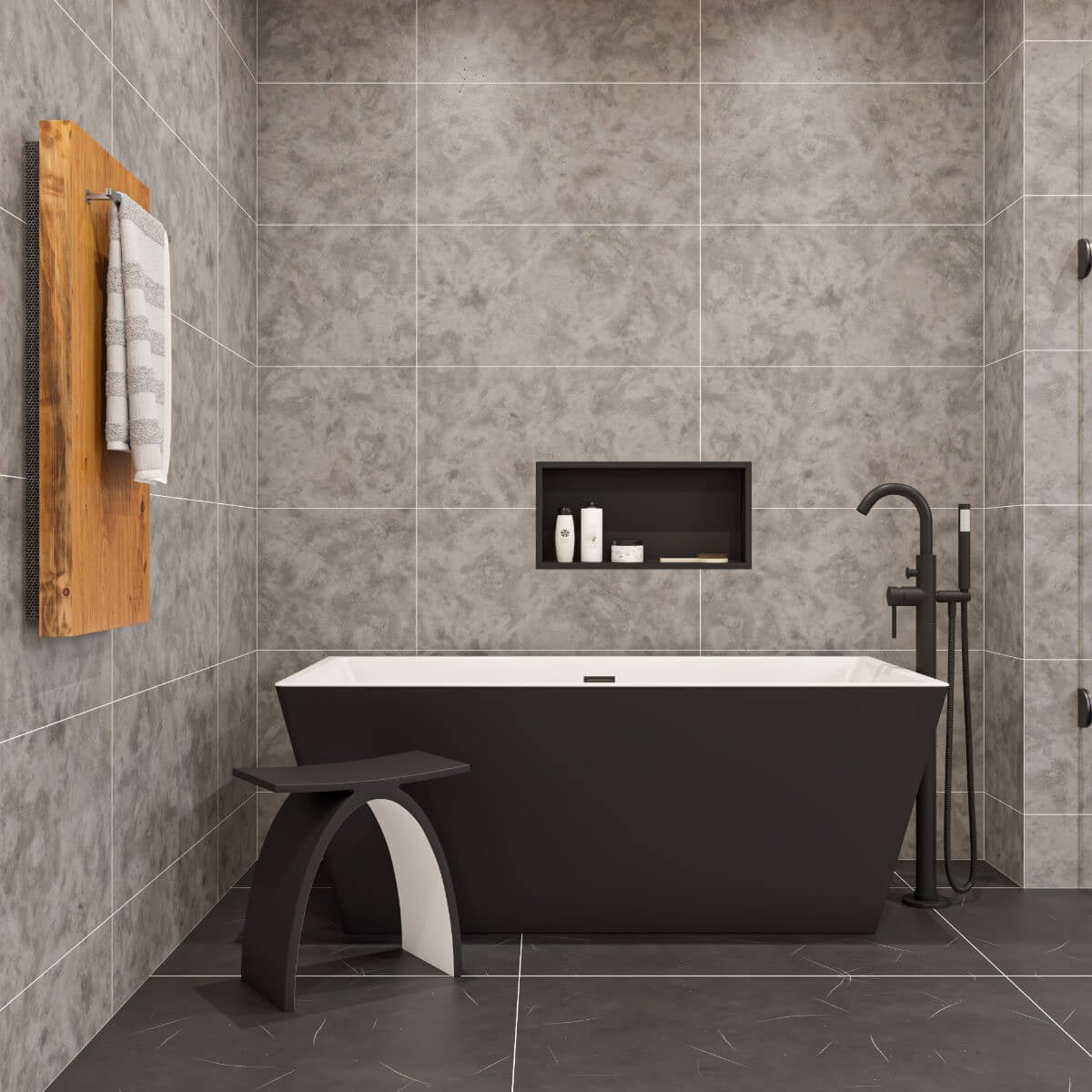 Black & White Rectangular Soaking Bathtub by Alfi