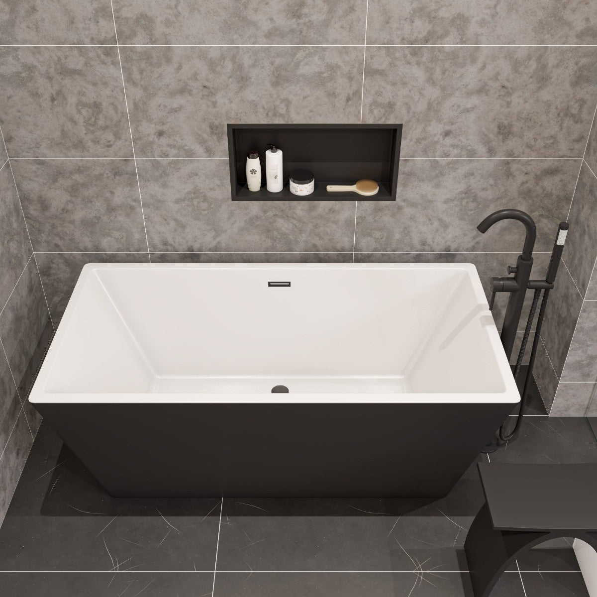 Black & White Rectangular Soaking Bathtub by Alfi