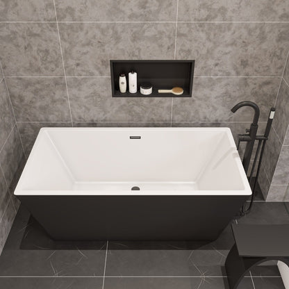 Black & White Rectangular Soaking Bathtub by Alfi