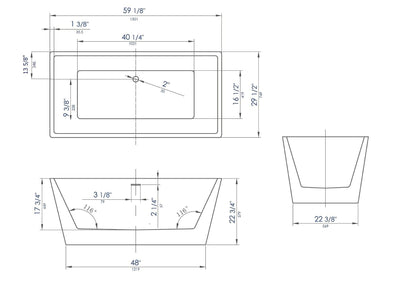 Black & White Rectangular Soaking Bathtub by Alfi