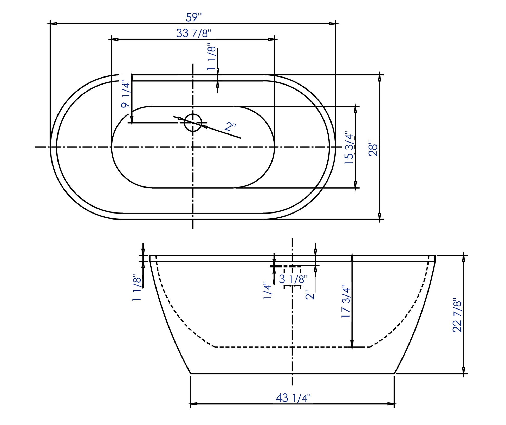Deeper than Standard Immersion. Oval Soaking Bathtub by Alfi