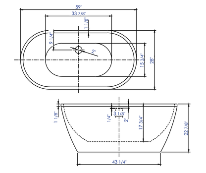 Deeper than Standard Immersion. Oval Soaking Bathtub by Alfi