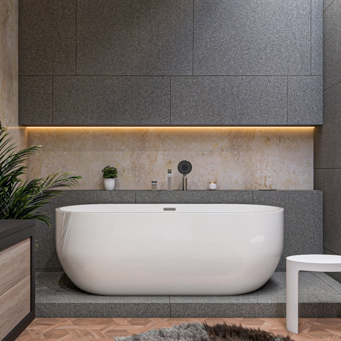 Oval Acrylic Free Standing Soaking Bathtub by Alfi