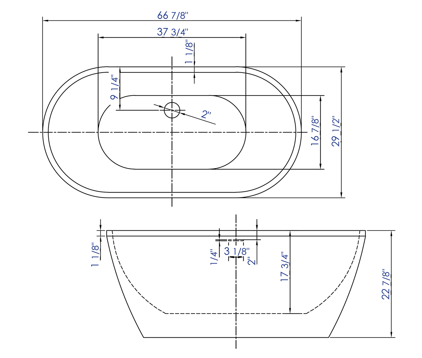 Oval Acrylic Free Standing Soaking Bathtub by Alfi