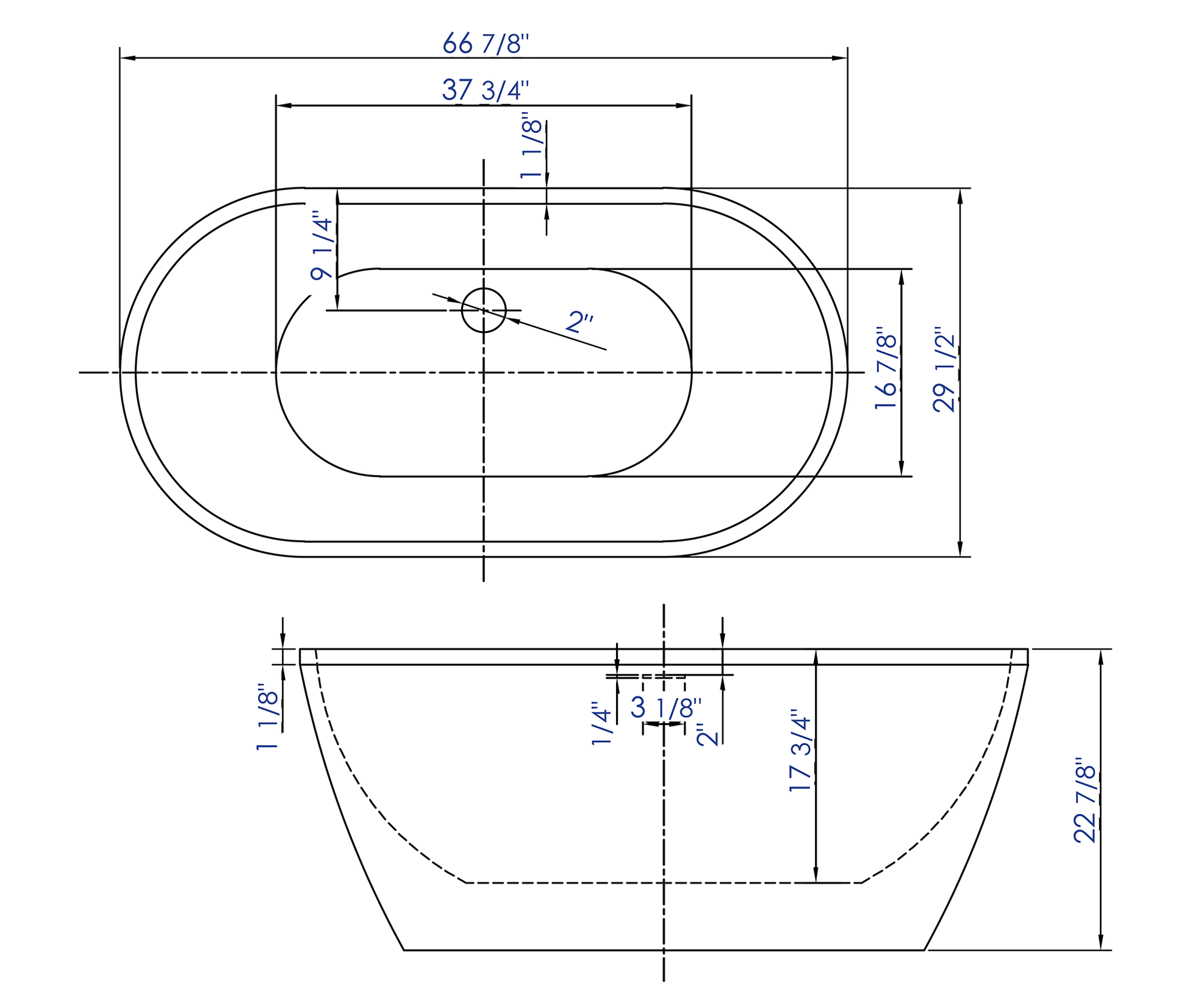 Oval Acrylic Free Standing Soaking Bathtub by Alfi