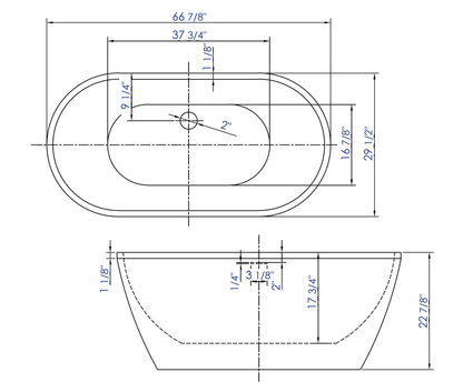 Oval Acrylic Free Standing Soaking Bathtub by Alfi