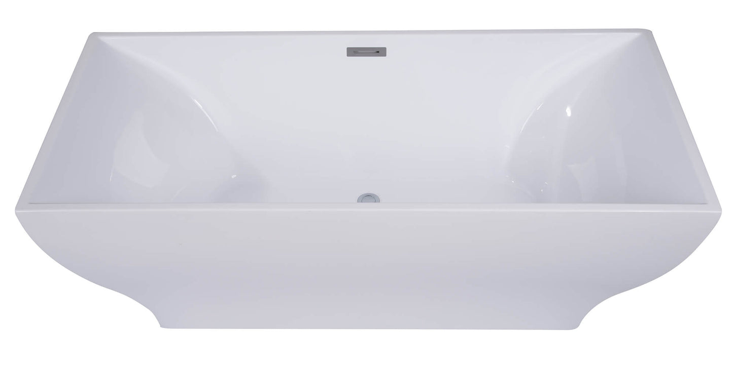 Inch White Rectangular Acrylic Free Standing Soaking Bathtub by Alfi