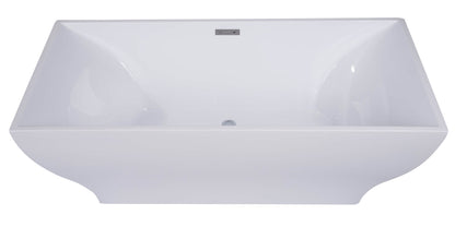 Inch White Rectangular Acrylic Free Standing Soaking Bathtub by Alfi