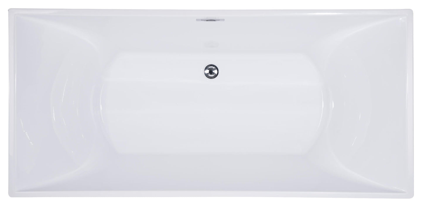 Inch White Rectangular Acrylic Free Standing Soaking Bathtub by Alfi