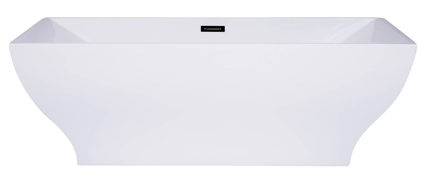 Inch White Rectangular Acrylic Free Standing Soaking Bathtub by Alfi