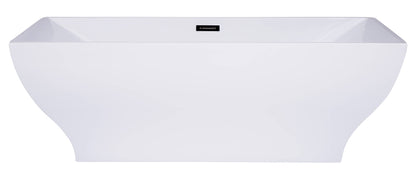 Inch White Rectangular Acrylic Free Standing Soaking Bathtub by Alfi