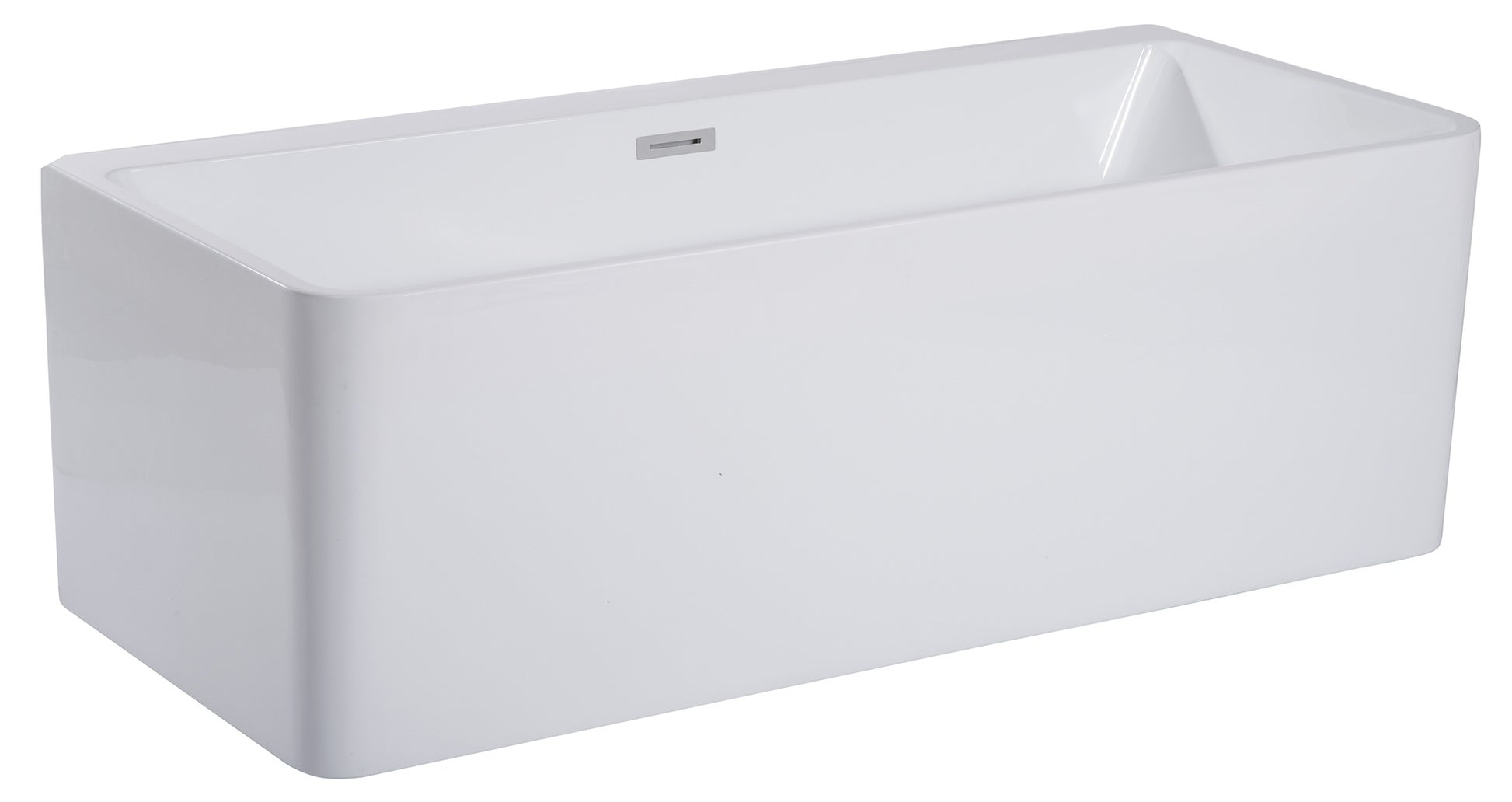 Sculptural Element 59 Inch White Rectangular Acrylic Free Standing Soaking Bathtub by Alfi