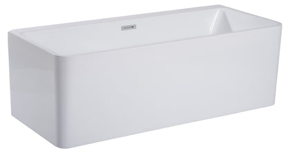 Sculptural Element 59 Inch White Rectangular Acrylic Free Standing Soaking Bathtub by Alfi