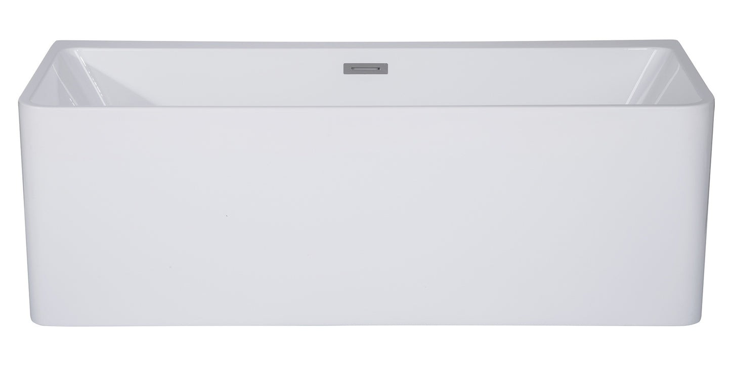 Sculptural Element 59 Inch White Rectangular Acrylic Free Standing Soaking Bathtub by Alfi