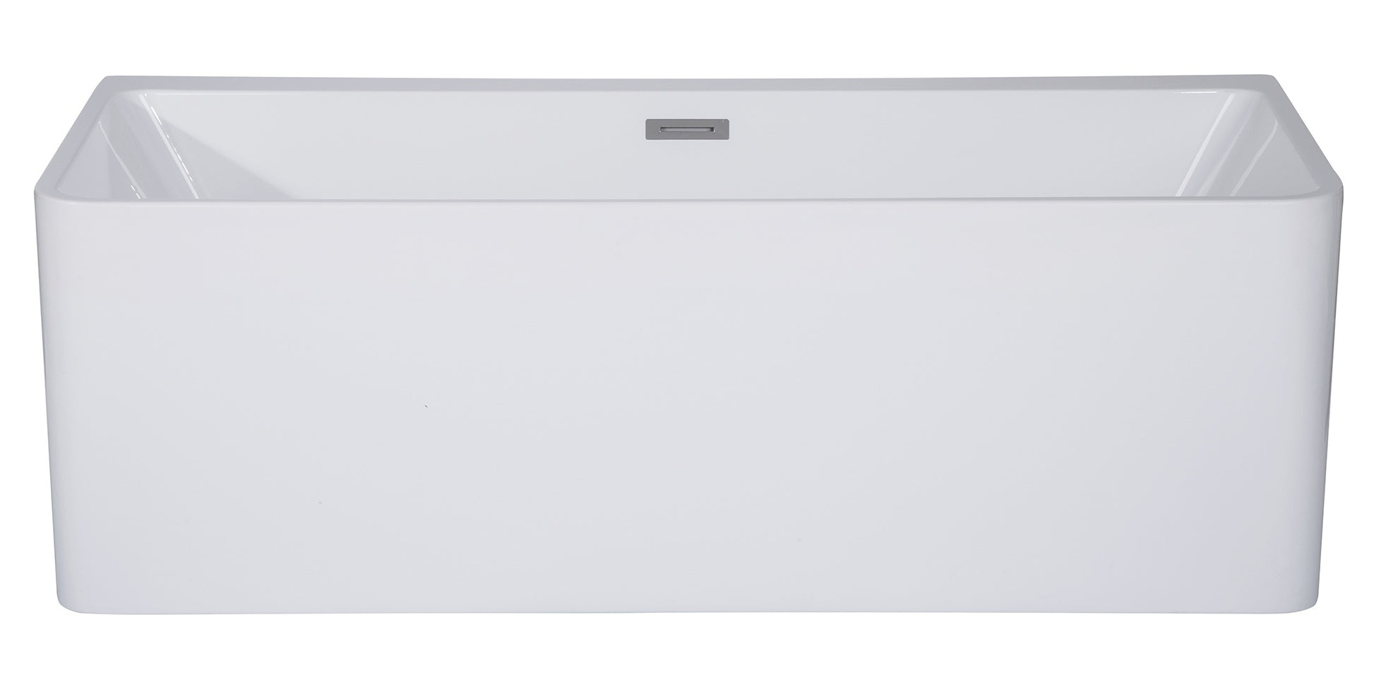 Sculptural Element 59 Inch White Rectangular Acrylic Free Standing Soaking Bathtub by Alfi