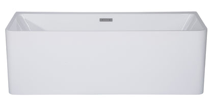 Sculptural Element 59 Inch White Rectangular Acrylic Free Standing Soaking Bathtub by Alfi