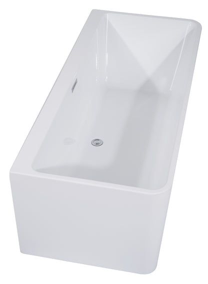 Sculptural Element 59 Inch White Rectangular Acrylic Free Standing Soaking Bathtub by Alfi