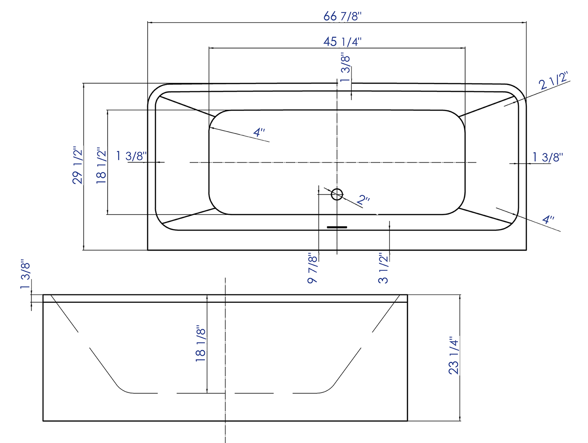 Variety of Shapes and Sizes, Rectangular Soaking Bathtub by Alfi