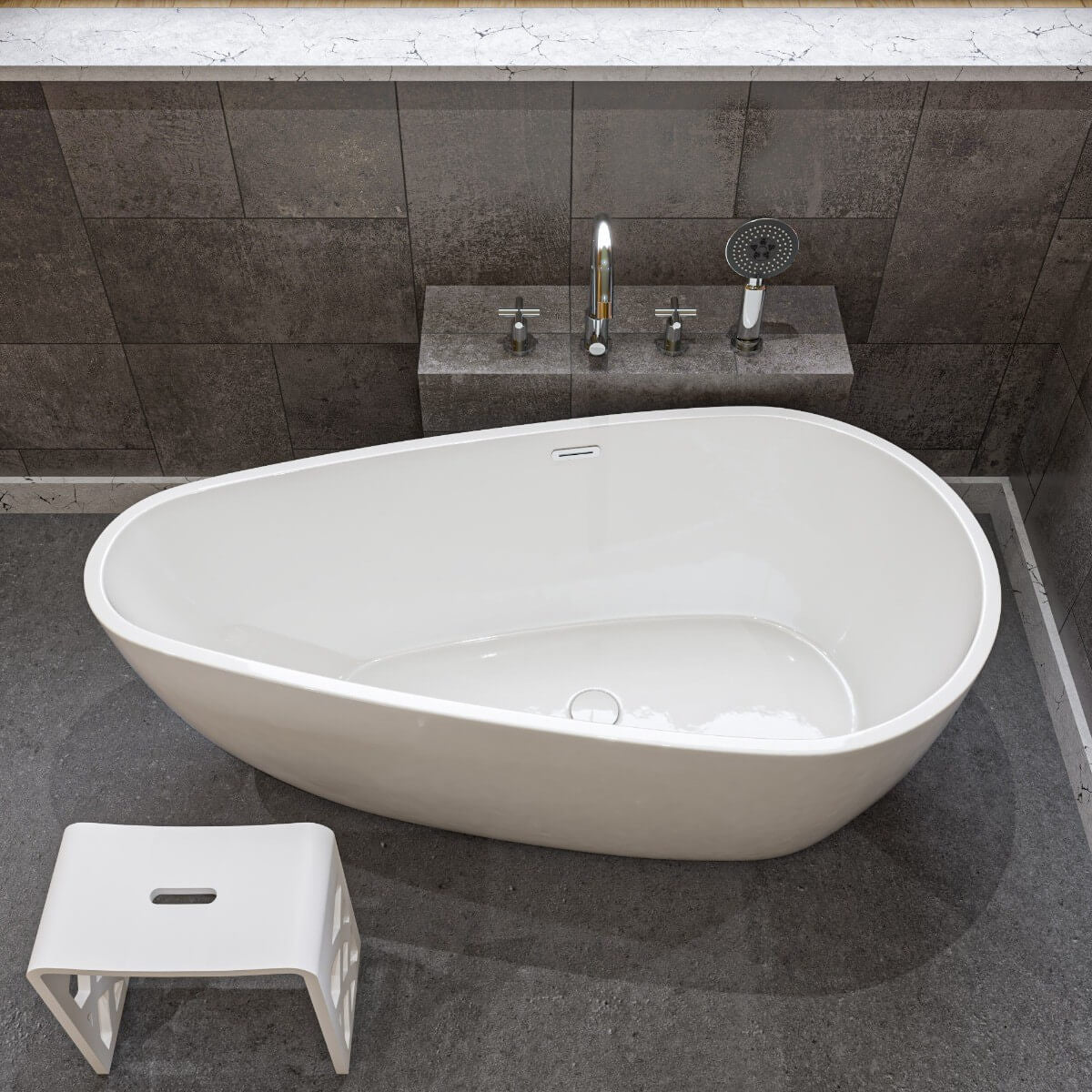 White or Black Oval Soaking Bathtub by Alfi