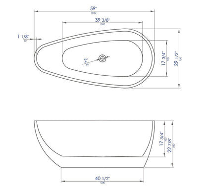 White or Black Oval Soaking Bathtub by Alfi