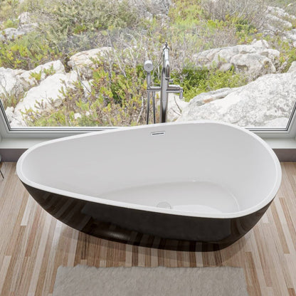 Black & White Oval Free Standing Soaking Bathtub by Alfi