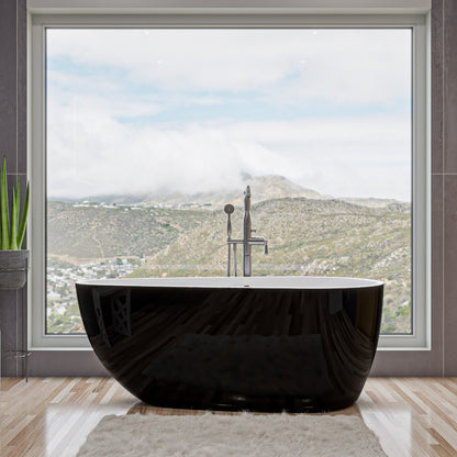 Black & White Oval Free Standing Soaking Bathtub by Alfi