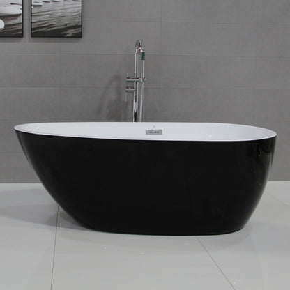 Black & White Oval Free Standing Soaking Bathtub by Alfi
