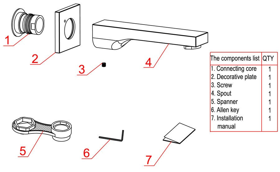 Square Tub Filler Bathroom Spout Polished or Brushed by Alfi
