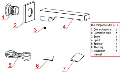 Square Tub Filler Bathroom Spout Polished or Brushed by Alfi