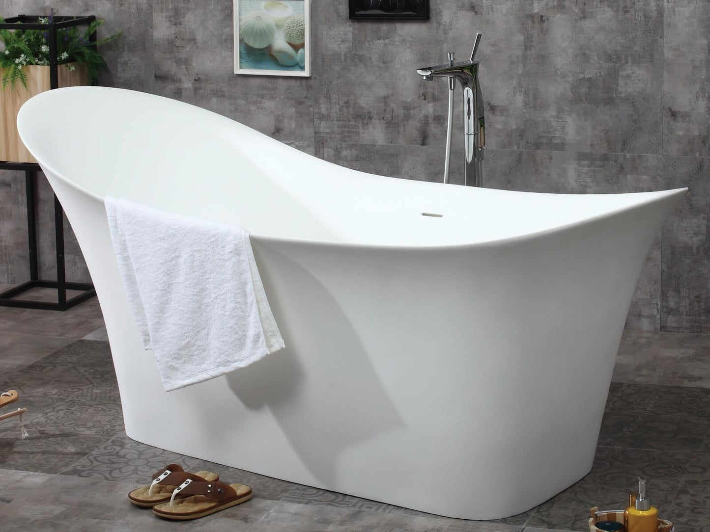 Soaking Slipper Bathtub Solid Surface by Alfi