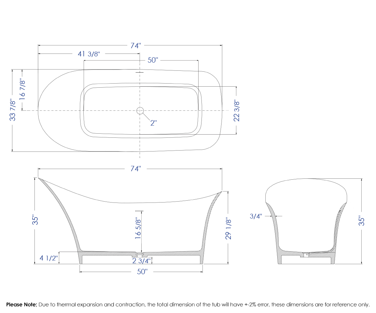 Soaking Slipper Bathtub Solid Surface by Alfi