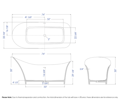 Soaking Slipper Bathtub Solid Surface by Alfi
