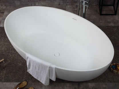Oval Solid Surface Smooth Resin Soaking Bathtub by Alfi