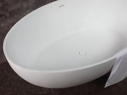 Oval Solid Surface Smooth Resin Soaking Bathtub by Alfi