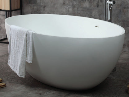 Oval Solid Surface Smooth Resin Soaking Bathtub by Alfi