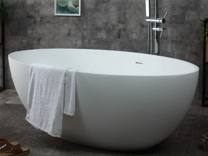 Oval Solid Surface Smooth Resin Soaking Bathtub by Alfi