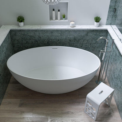 Oval Solid Surface Smooth Resin Soaking Bathtub by Alfi