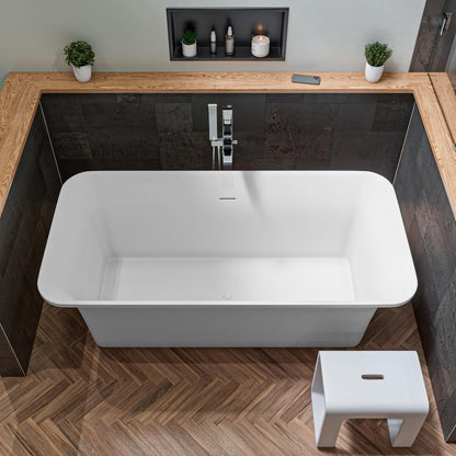 Rectangular Solid Surface Smooth Resin Soaking Bathtub by Alfi