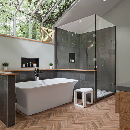 Rectangular Solid Surface Smooth Resin Soaking Bathtub by Alfi