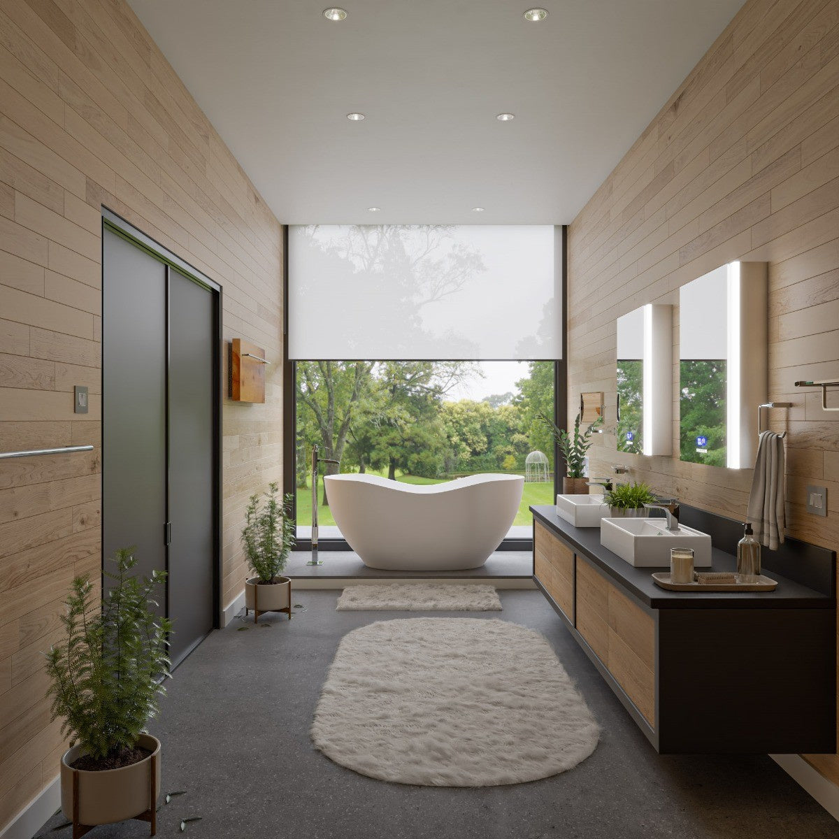 66" White Solid Surface Smooth Resin Soaking Bathtub by Alfi