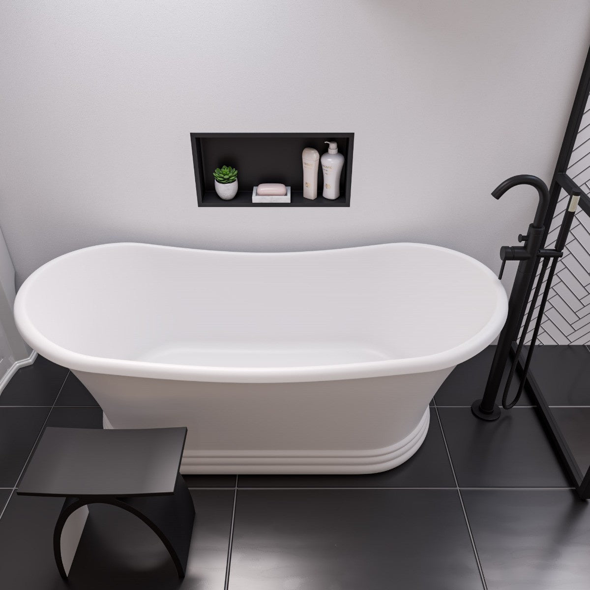 Pedestal Solid Surface Resin Bathtub by Alfi