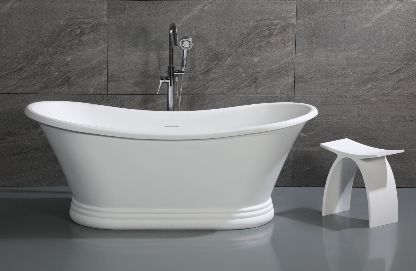 Pedestal Solid Surface Resin Bathtub by Alfi