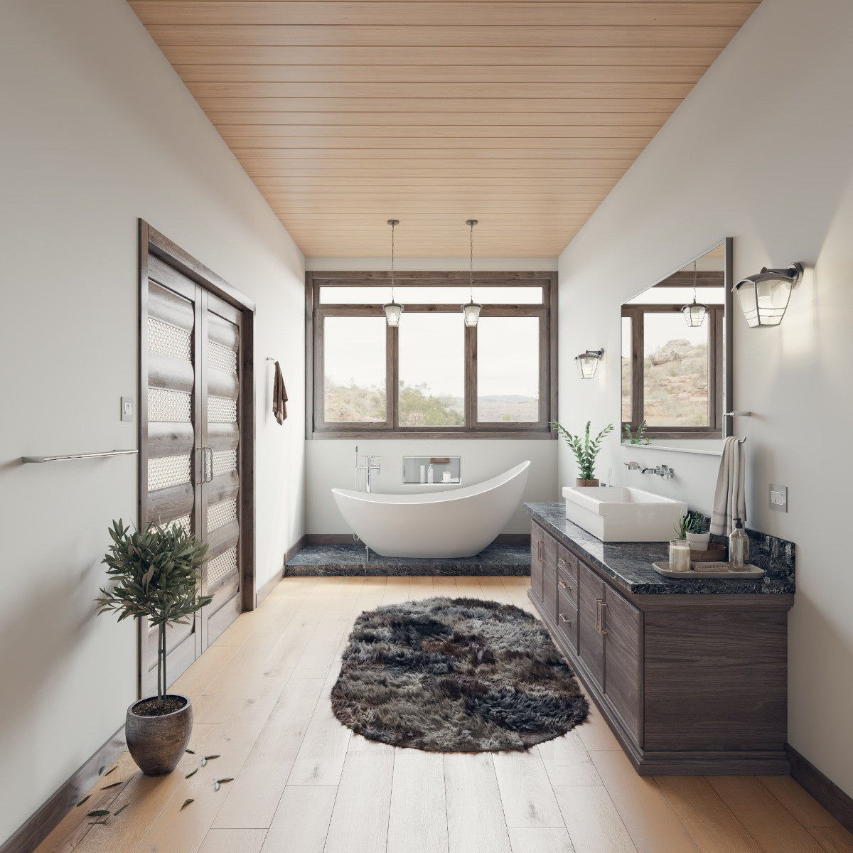 73" White Solid Surface Smooth Resin Soaking Slipper Bathtub by Alfi