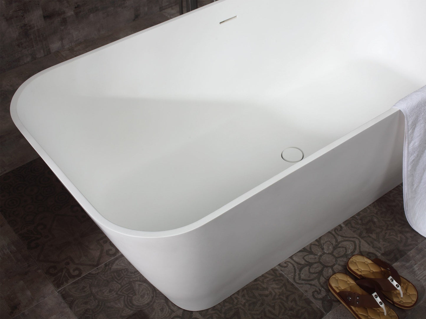 Rectangular Solid Surface Smooth Resin Soaking Bathtub by Alfi